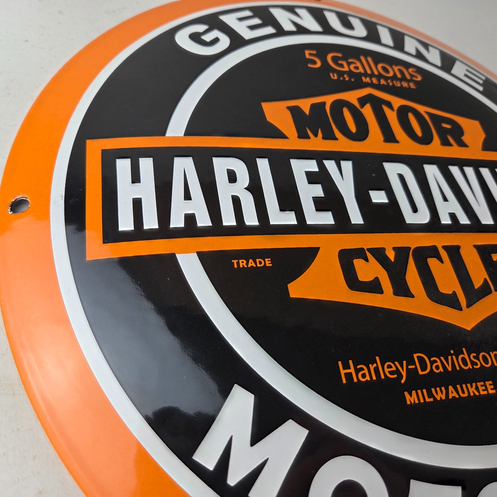 Vintage Harley Davidson Motorcycle Sign – Porcelain Sales Dealer Gas Pump Sign