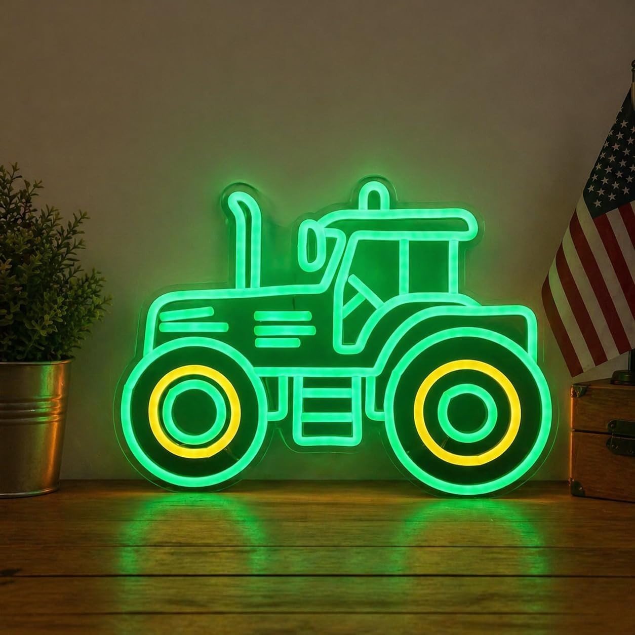 Tractor Green Neon Sign – Birthday Party Decoration