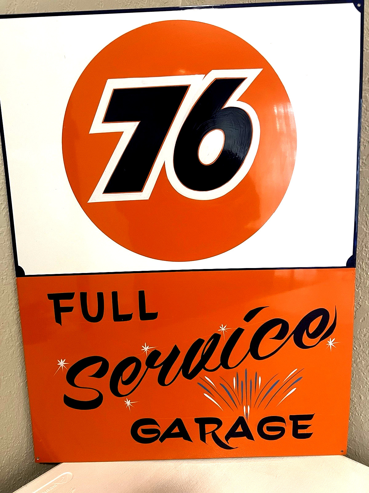 Lg. PAINTED SIGN Vintage Style Union 76 Gas Station HOTROD Shop Service Garage