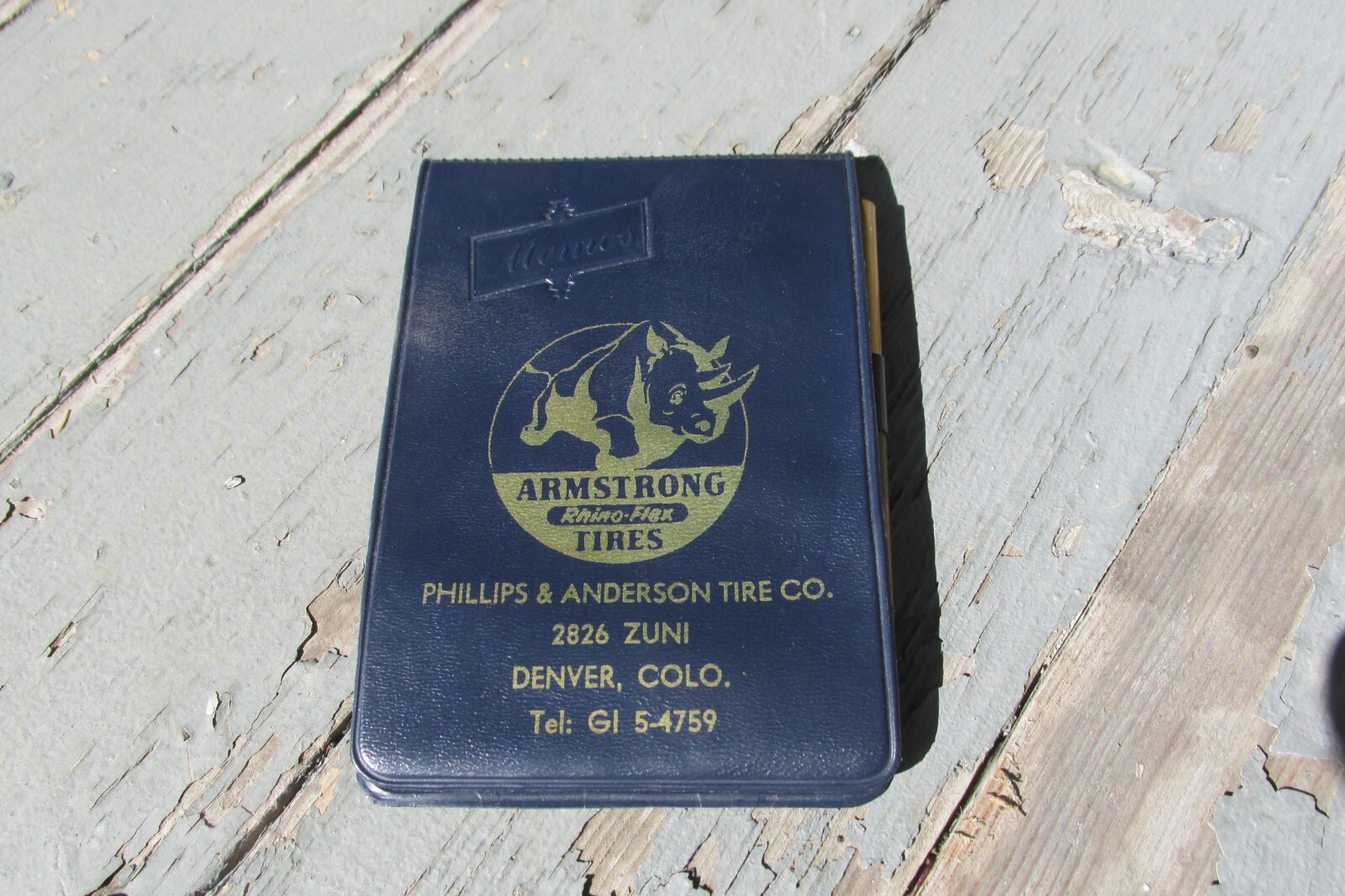 Vintage ARMSTRONG Rhino-Flex TIRES Phillips & Anderson Co Denver Colo Memo Pad