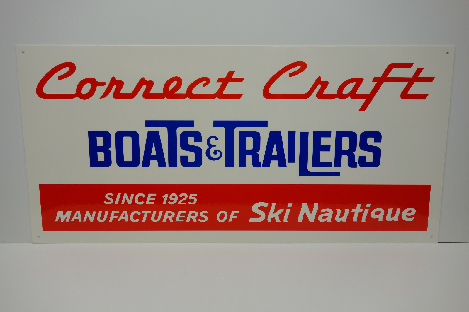 CORRECT CRAFT BOATS & TRAILERS SIGN STEEL marine gas oil 36″ WIDE X 17″ HIGH