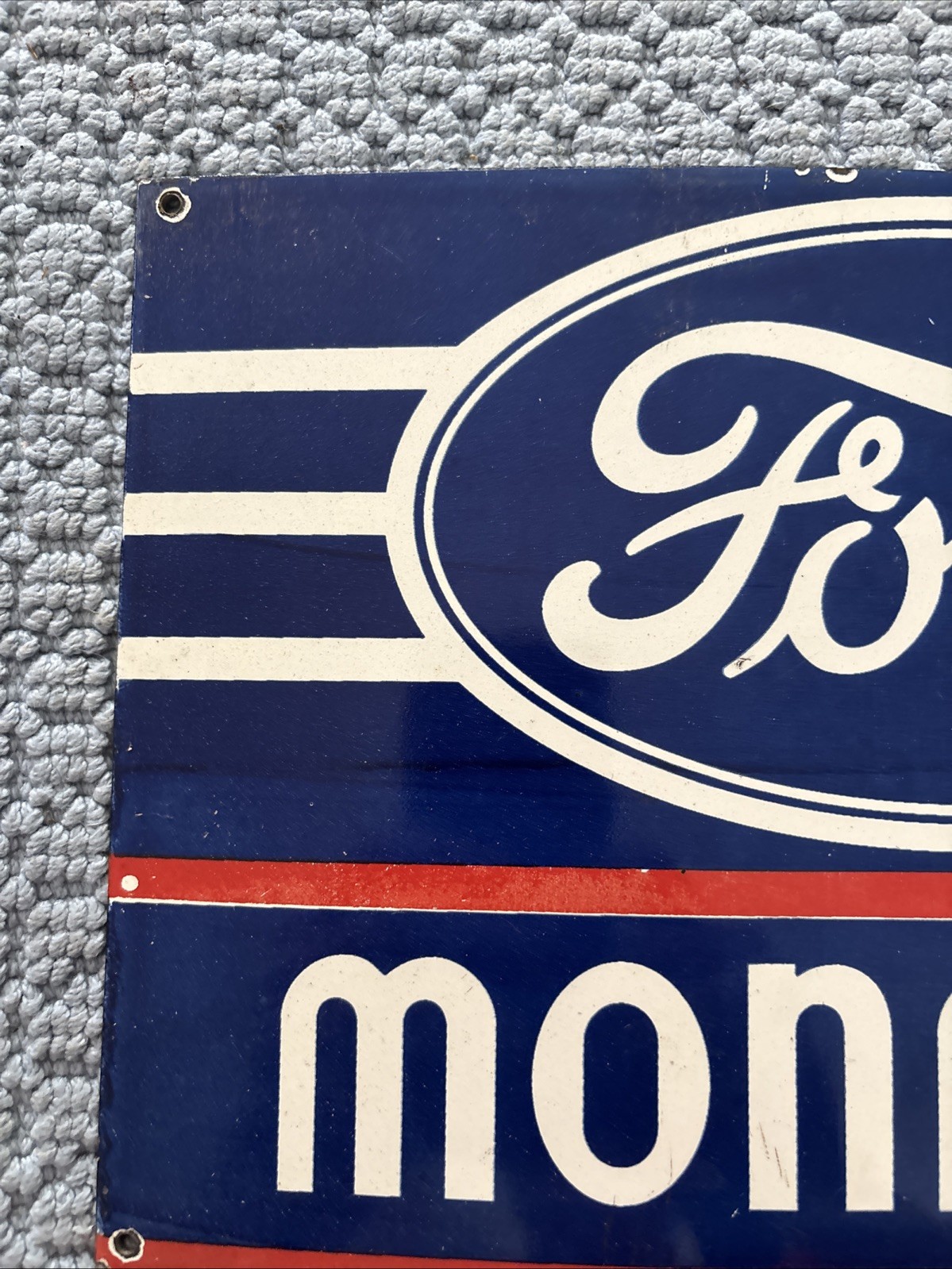VINTAGE FORD MONARCH DEALERSHIP STEEL SIGN HEAVY METAL NICE 12 X 8 A1