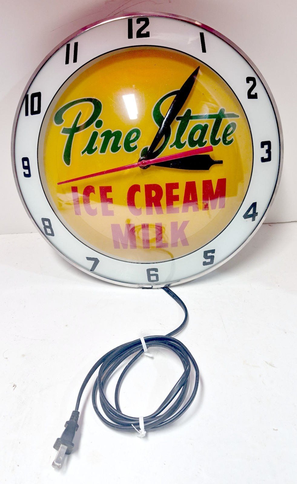 Vintage & Original API PINE STATE (NC) ICE CREAM Double Bubble Advertising CLOCK