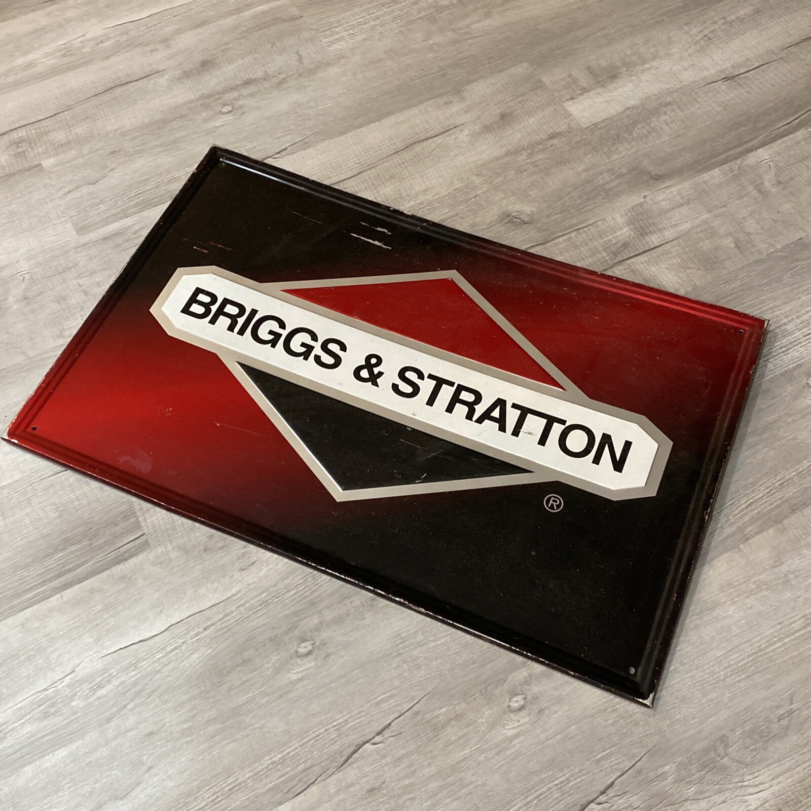 Vintage Official Briggs and Stratton 35″×23″ Metal Sign Self Framed Engine Metal