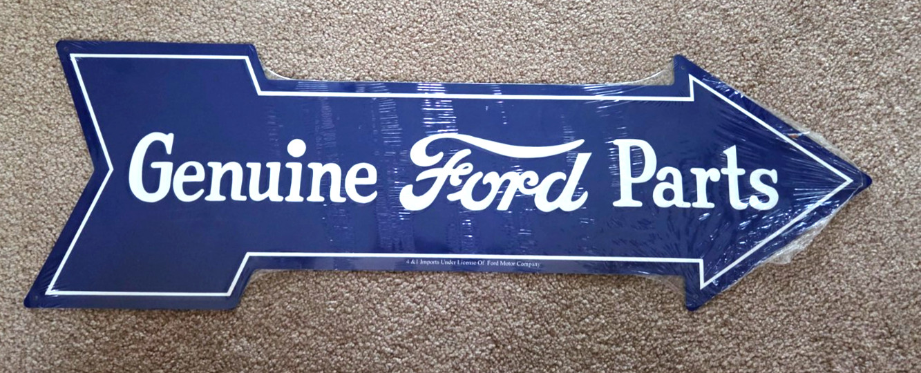 Genuine Ford Parts Arrow Metal Embossed Sign 27″ x 9″ Blue White