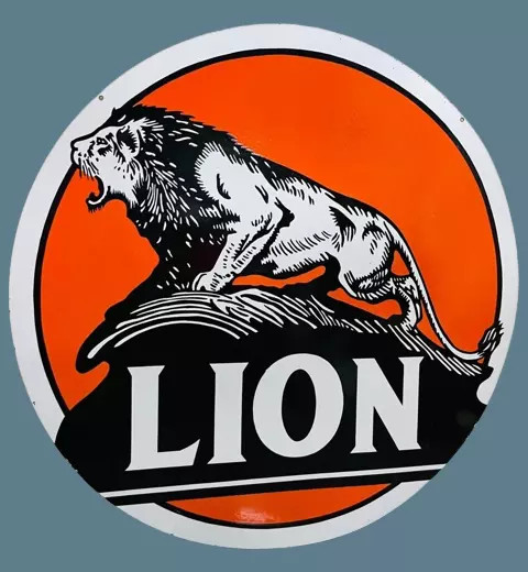 PORCELIAN LION ENAMEL SIGN SIZE 30X30 INCHES DOUBLE SIDED