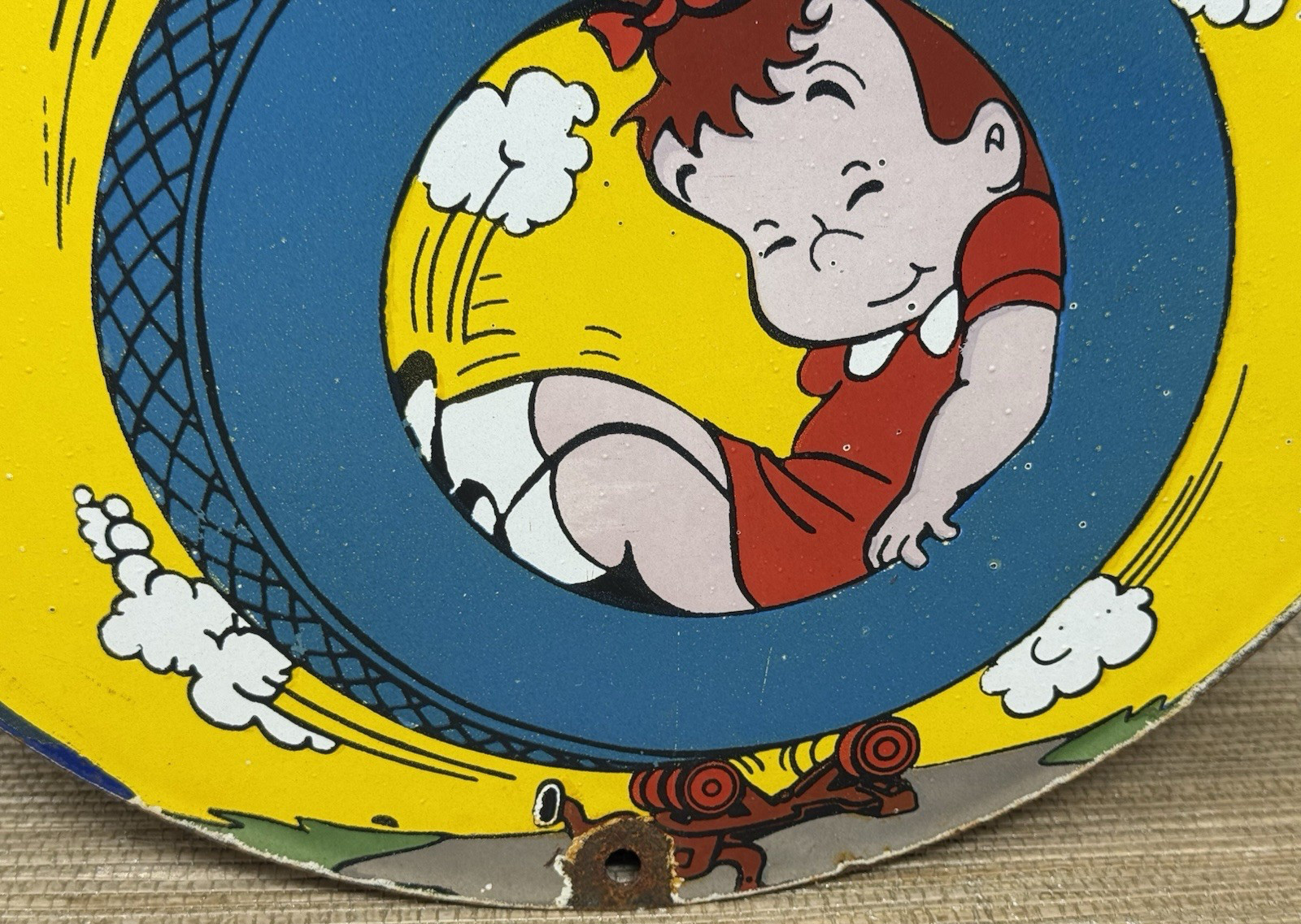 VINTAGE GOODRICH SILVERTOWN TIRES PORCELAIN SIGN GAS OIL DISNEY MICKEY FIRESTONE