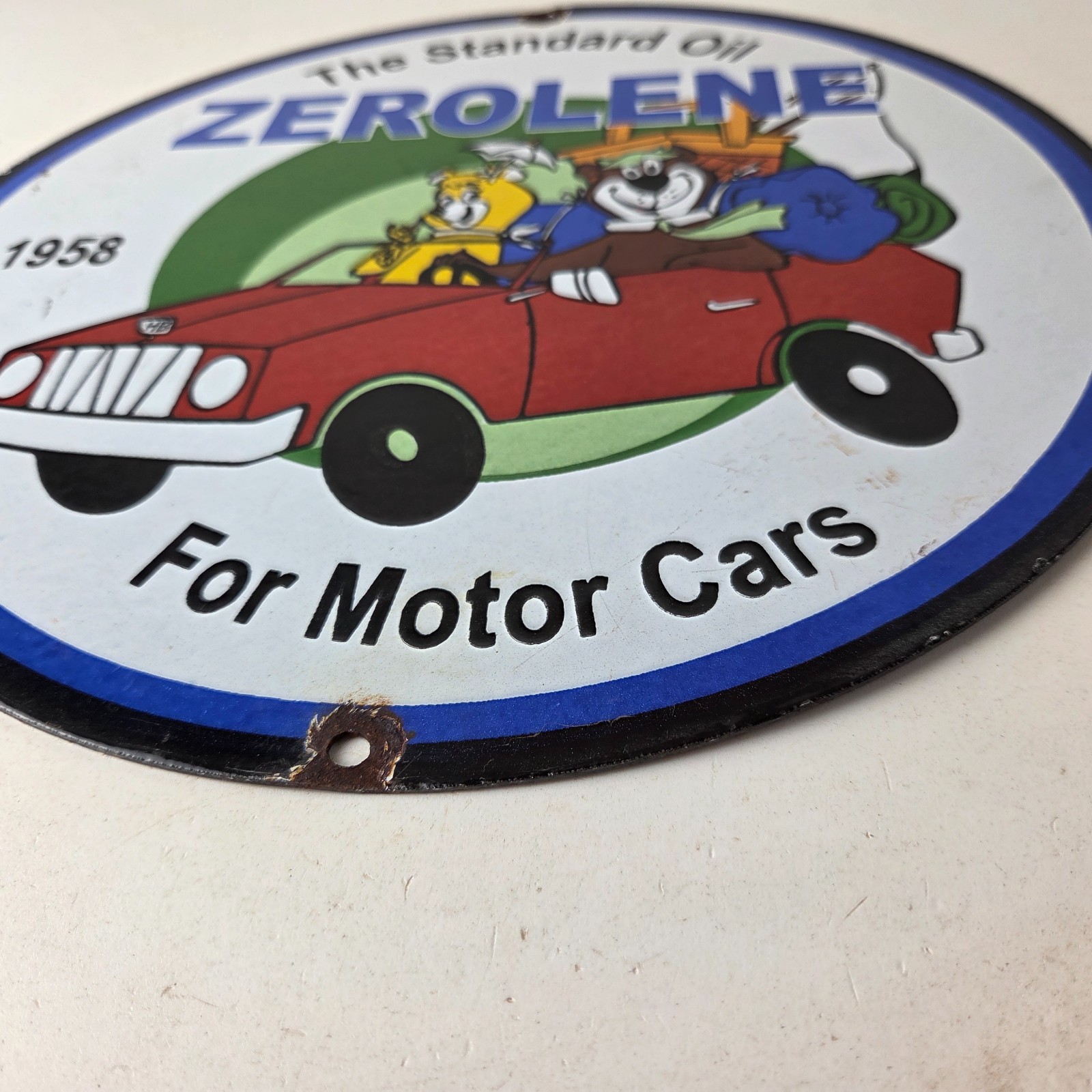 Vintage Standard Oil Sign – Zerolene Gasoline Porcelain Gas Pump Plate Sign