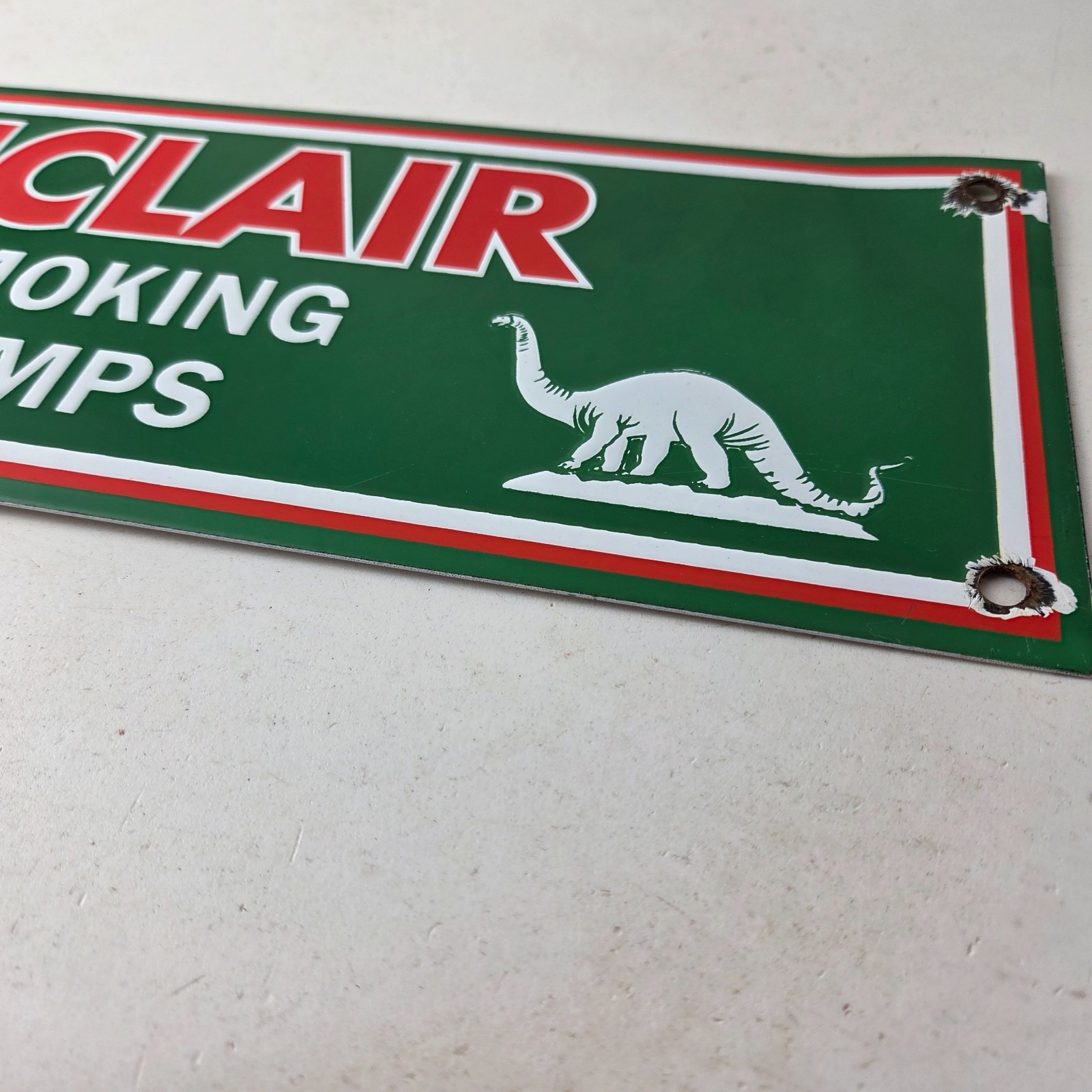 Vintage Sinclair Gasoline Sign – No Smoking Warning Gas Pump Porcelain Sign
