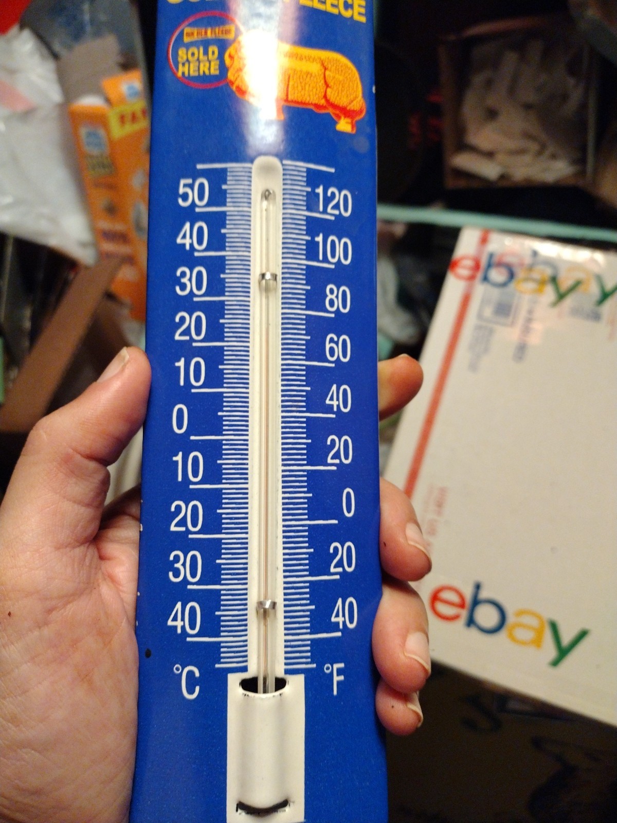Vintage Golden Fleece Sign – Service Pump Ad Sign on Porcelain Thermometer