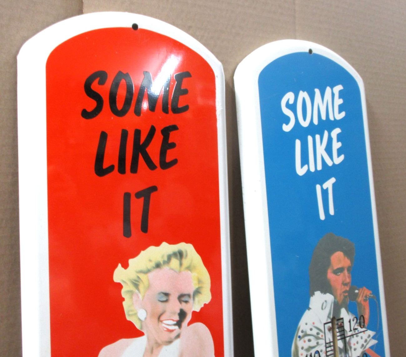 MARILYN & ELVIS – Two Thermometer Sign Set – Rock & Roll Movie Star -BIG 39″Tall