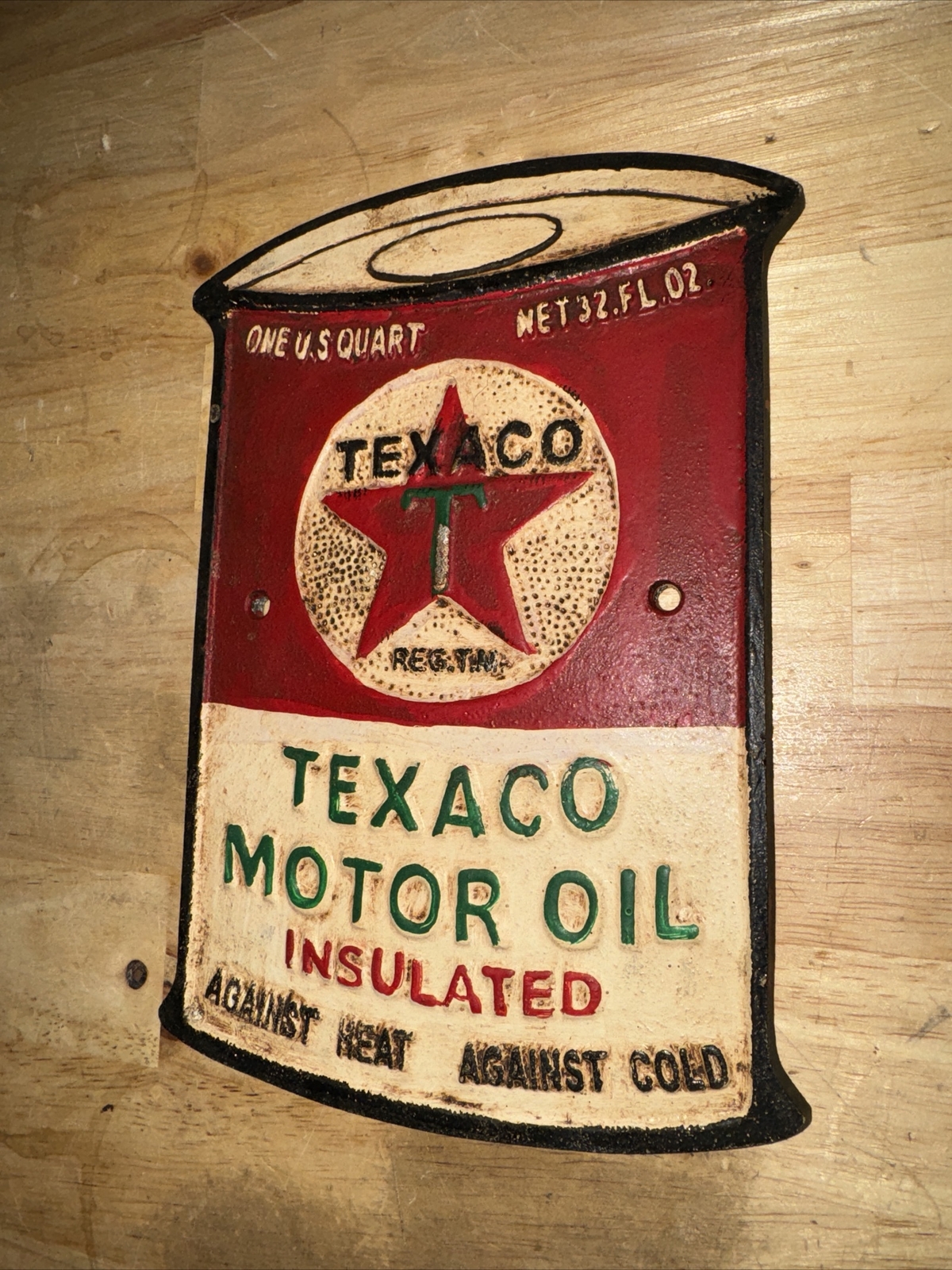 Texaco Oil Sign Plaque Coal Collector Man Cave Gas Advertisement 1/4 inch METAL