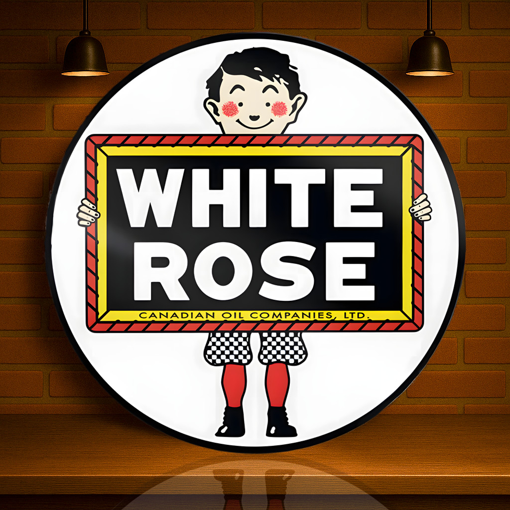White Rose Gasoline Heavy Metal Sign – Canadian Oil – 50 cm (19.7 inches)