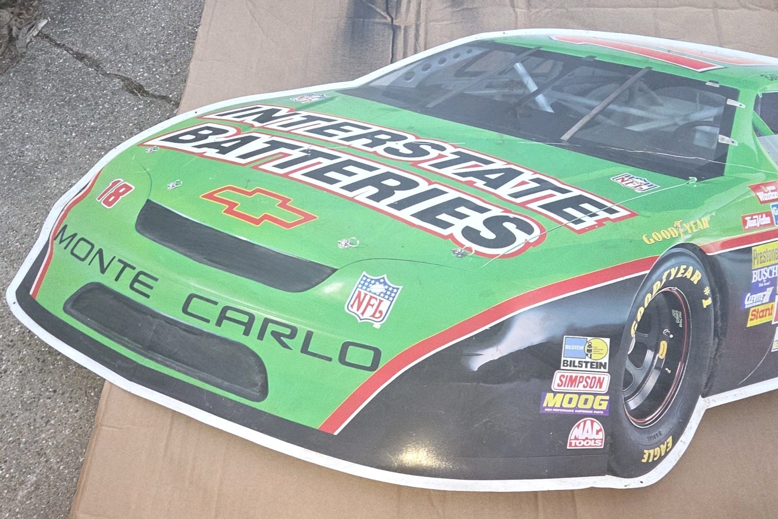 2003 NASCAR Bobby Labonte #18 Interstate Battery 46″x18″ Tin Metal Car Sign