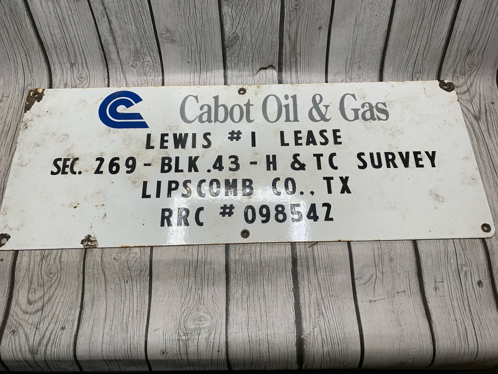 Vintage Cabot Oil & Gas Sign Porcelain RRC #098542