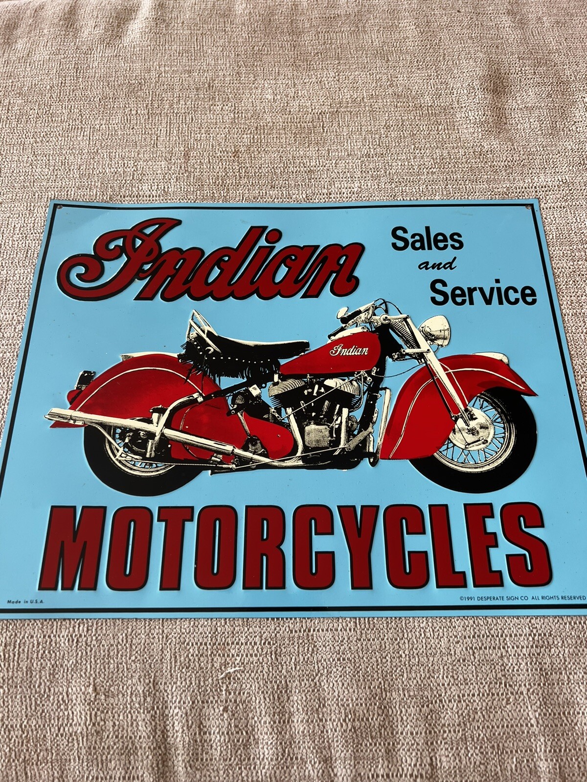 VINTAGE INDIAN MOTORCYCLES Sales & Service 1991 PLATE SIGN L010922