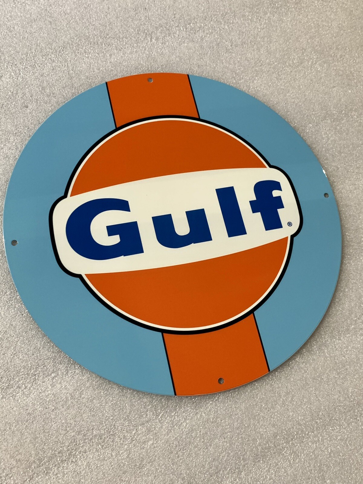 Gulf Racing Gasoline Oil Gas Heavy Steel Metal Vintage Style Sign
