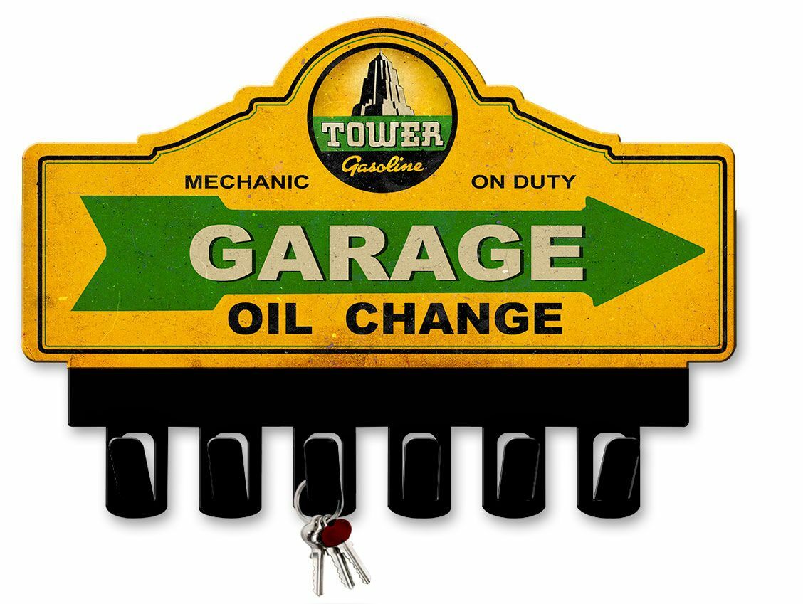 TOWER GASOLINE 14″ HEAVY DUTY USA MADE METAL KEY HANGER GAS ADVERTISING SIGN