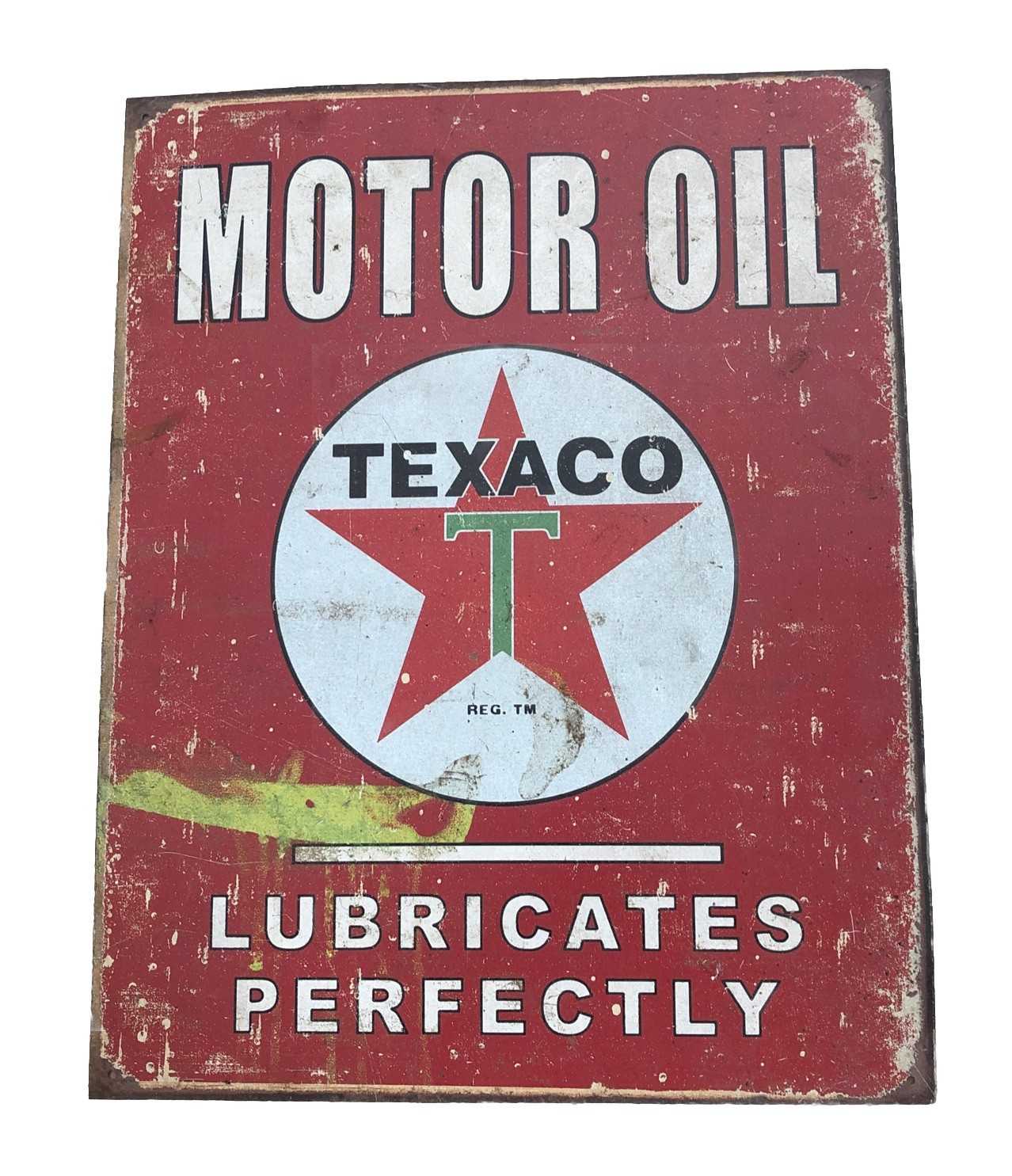 Vintage Retro Style Texaco Motor Oil and Gasoline Tin Sign 19”x12.5”