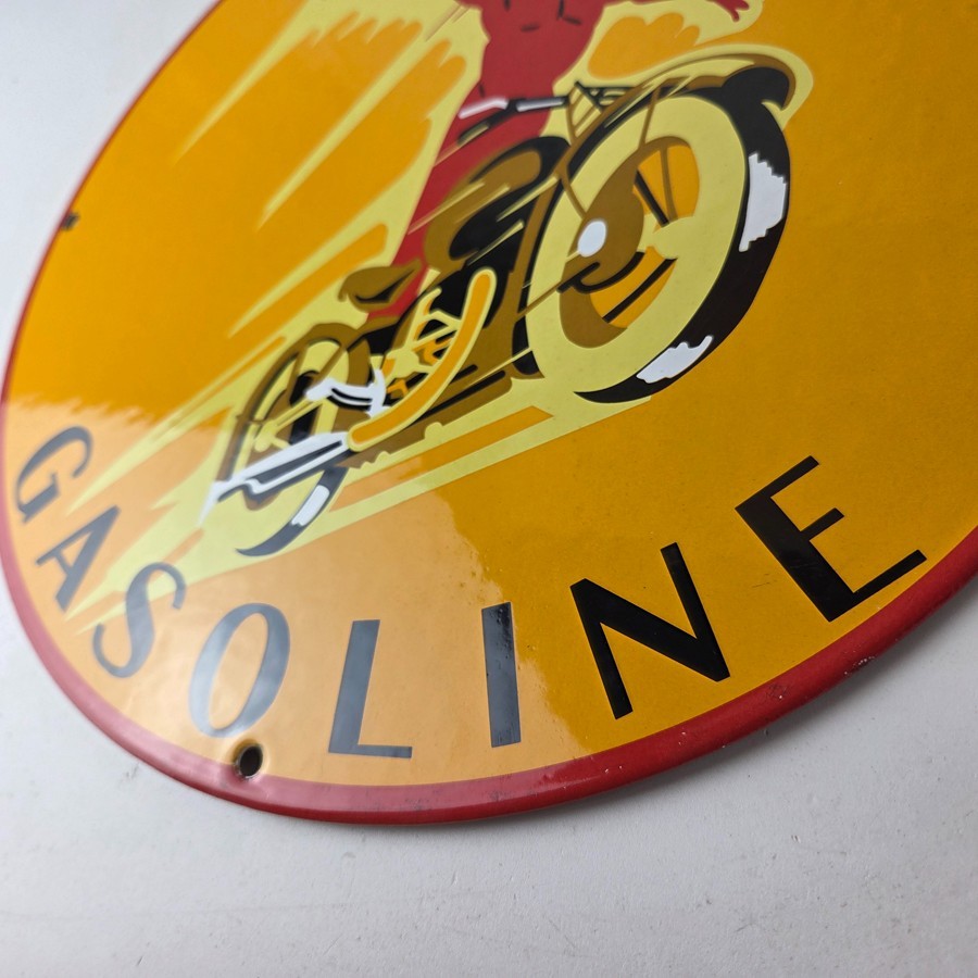Vintage Idaho Gasoline Sign – Indian Chief Gas Motor Oil Pump Porcelain Sign