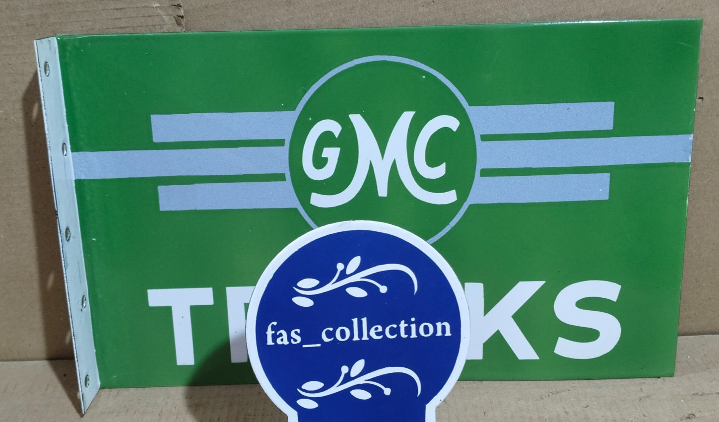 GMC Trucks Implements Porcelain Enamel Sign 18 x 10 Inches 2 Sided