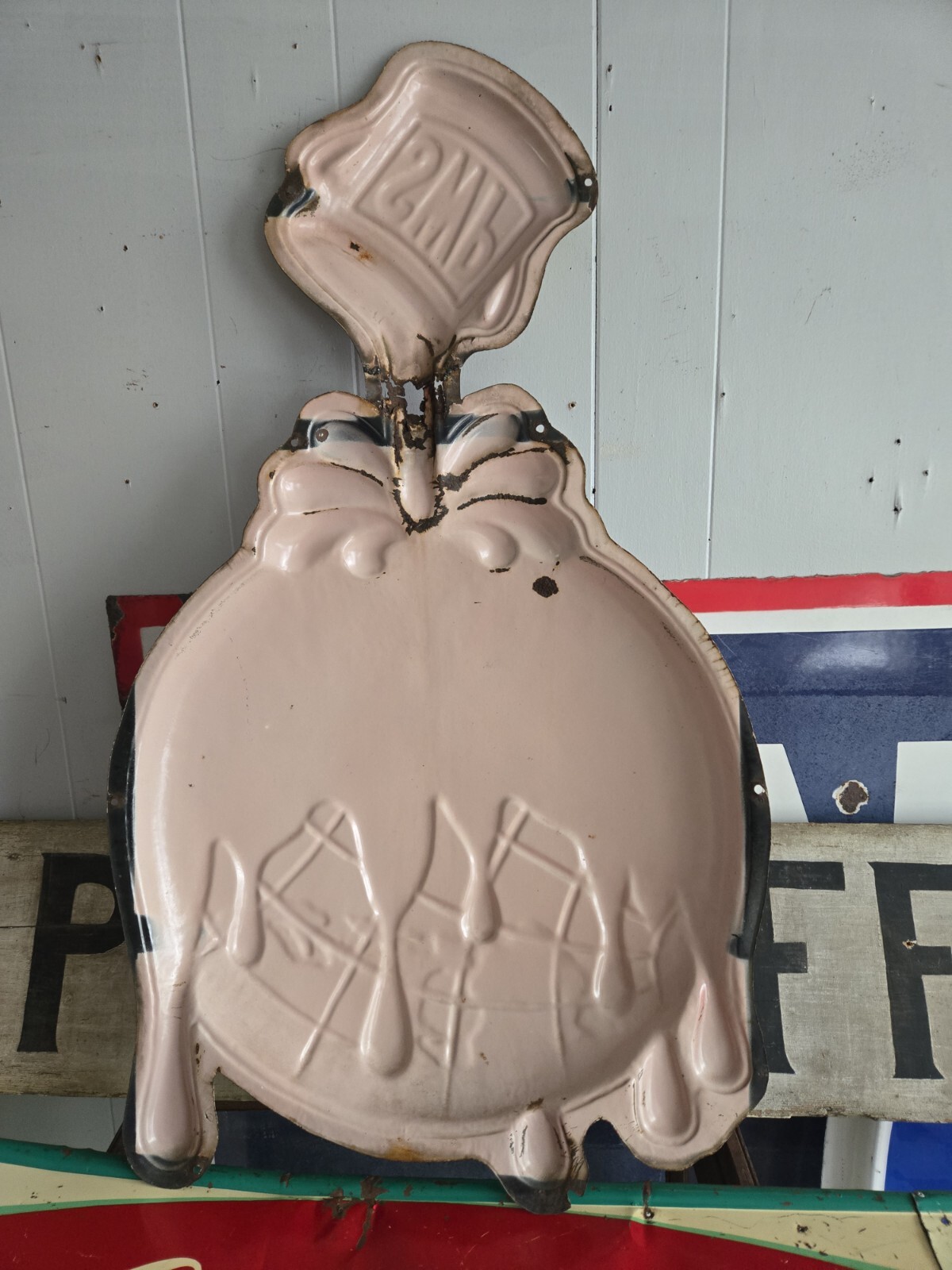 Original sherwin williams porcelain sign cover the planet 3D 1950’s RARE
