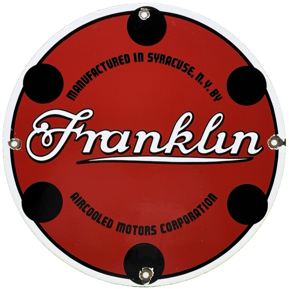 VINTAGE FRANKLIN MOTORS PORCELAIN SIGN DEALERSHIP GAS STATION SERVICE MOTOR OIL