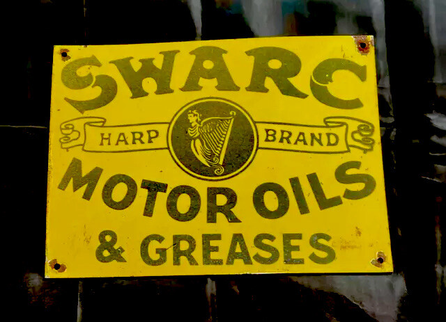 VINTAGE SWARC MOTOR OIL 12” PORCELAIN SIGN CAR GAS TRUCK GASOLINE