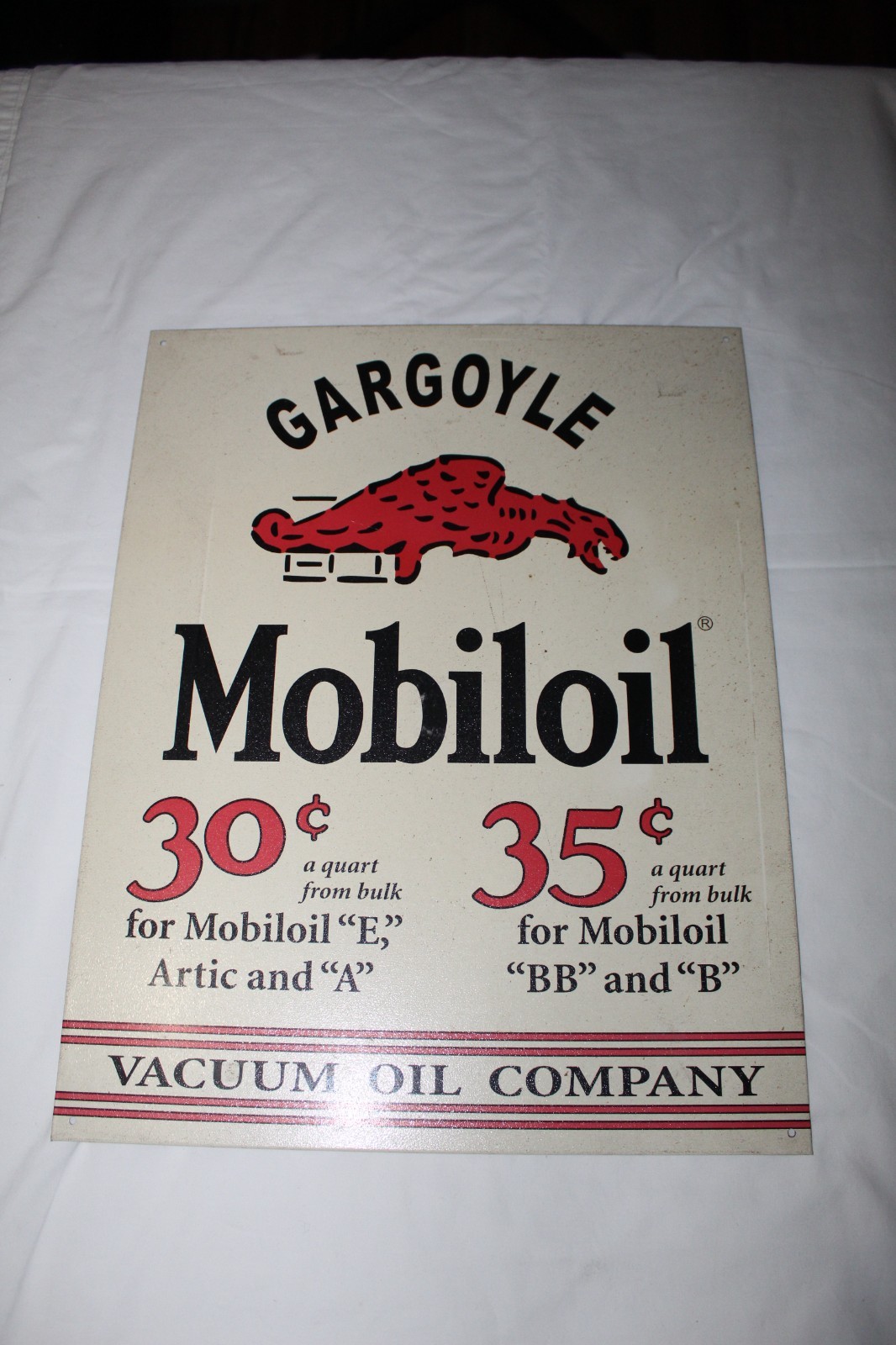 VINTAGE Gargoyle Mobiloil Vintage Metal Square Sign