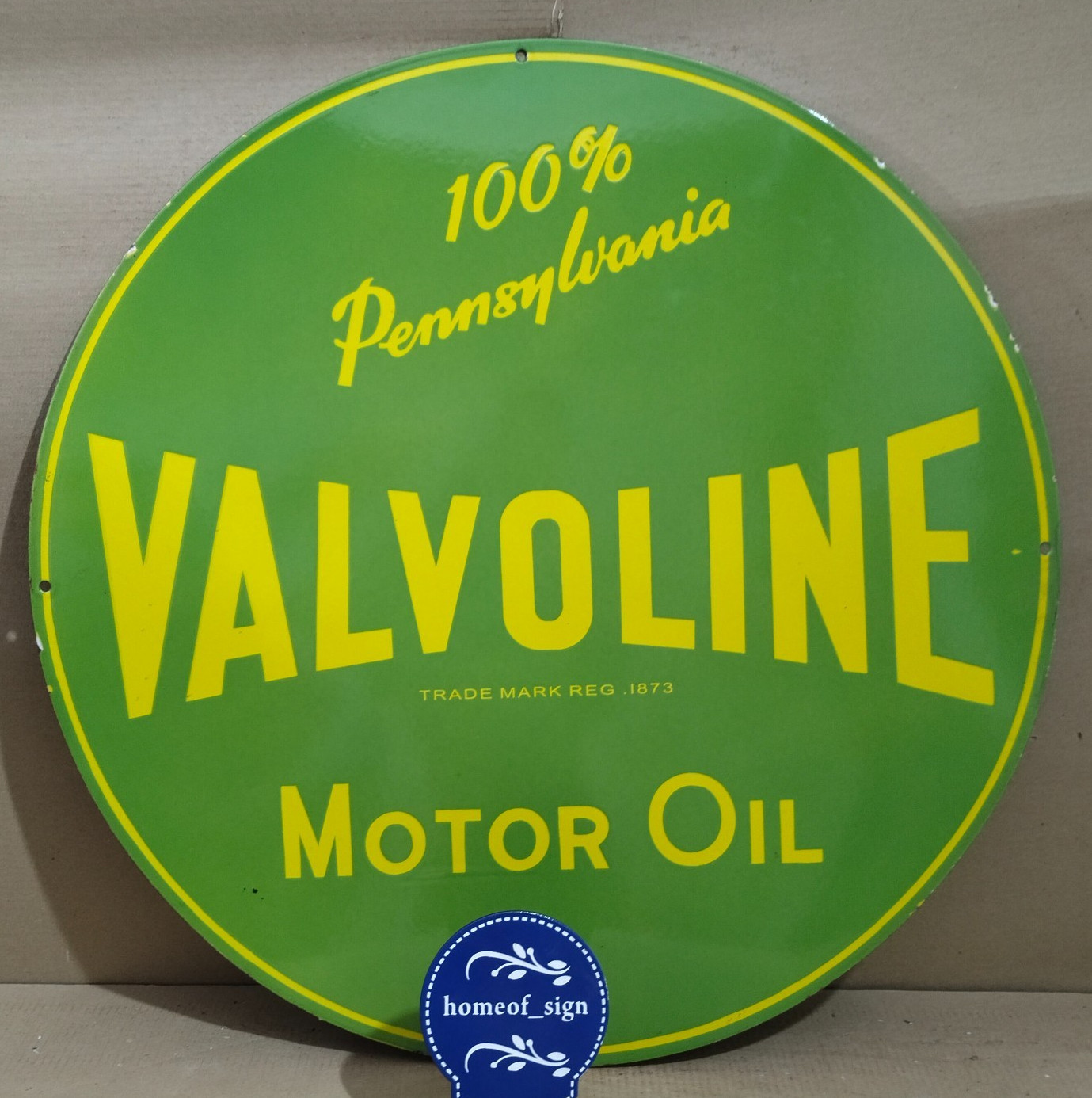 Valvoline Motor Oil Porcelain Enamel Sign 30 X 30 Inches 1 sides