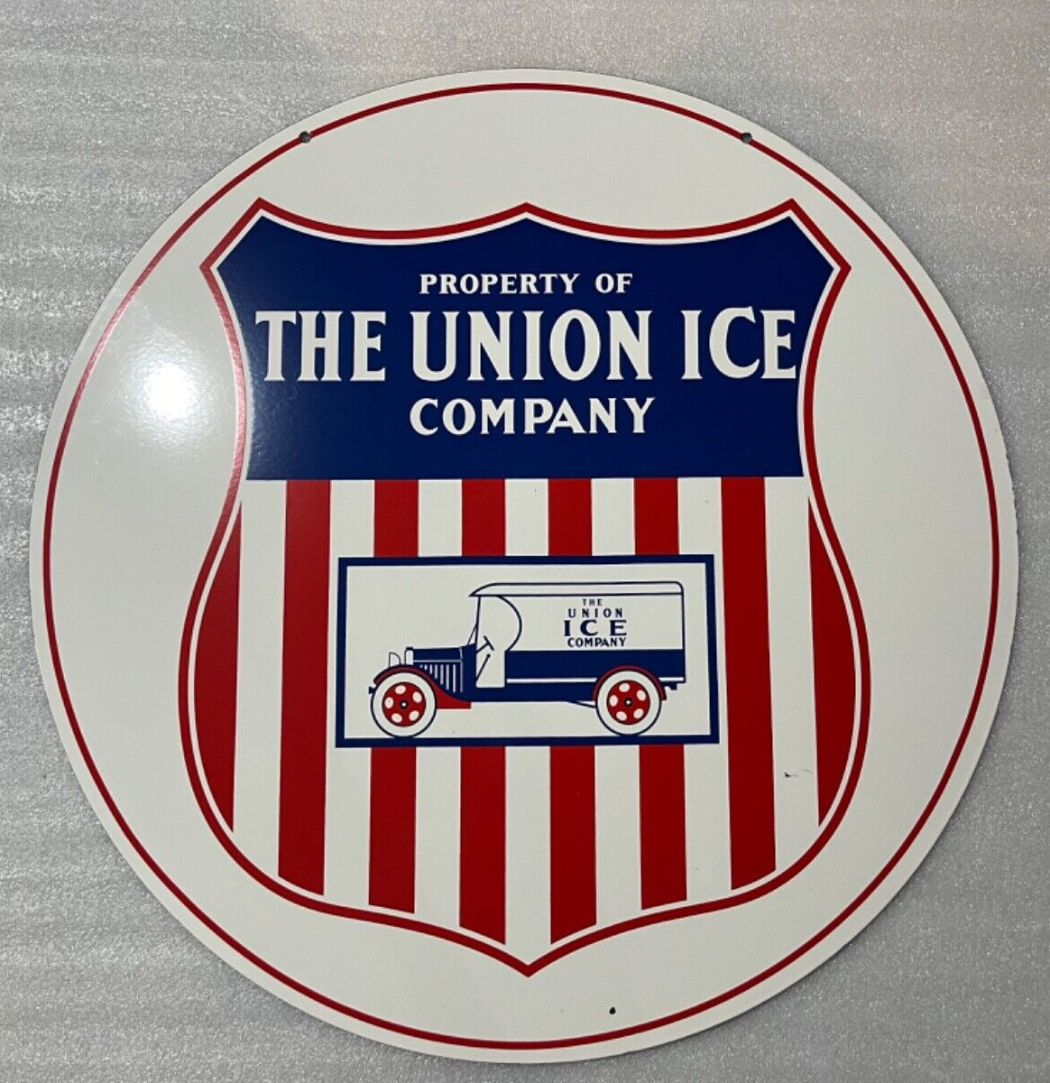 UNION ICE COMPANY PORCELAIN ENAMEL SIGN 30″ DSP
