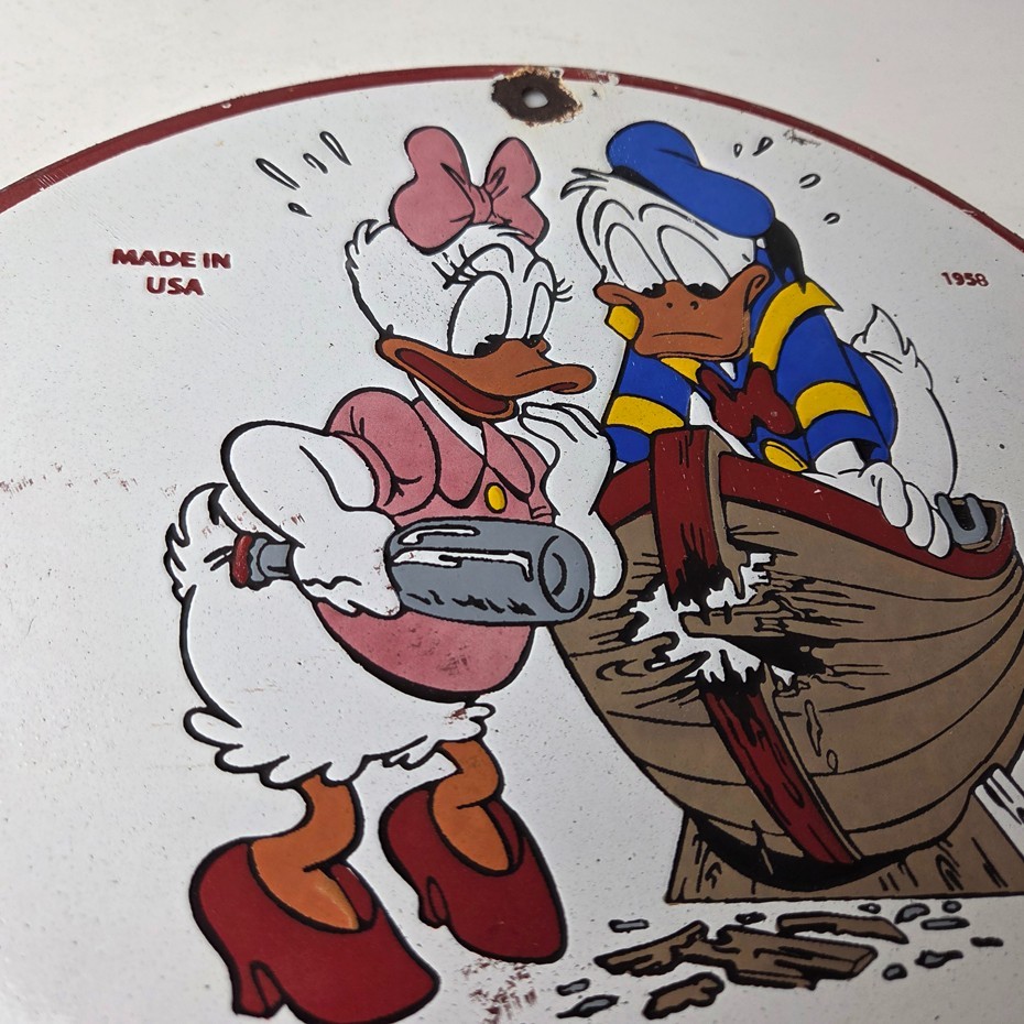 Vintage Boat Shell Gasoline Sign – Walt Disney Old Wooden Boat Gas Oil Pump Sign