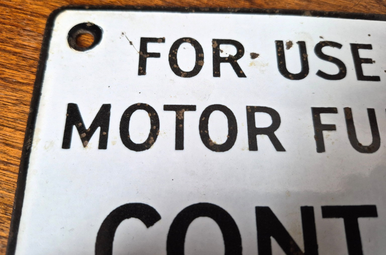 Old Original Vintage Porcelain CONTAINS LEAD (Tetraethyl) Gas Pump Plate Sign