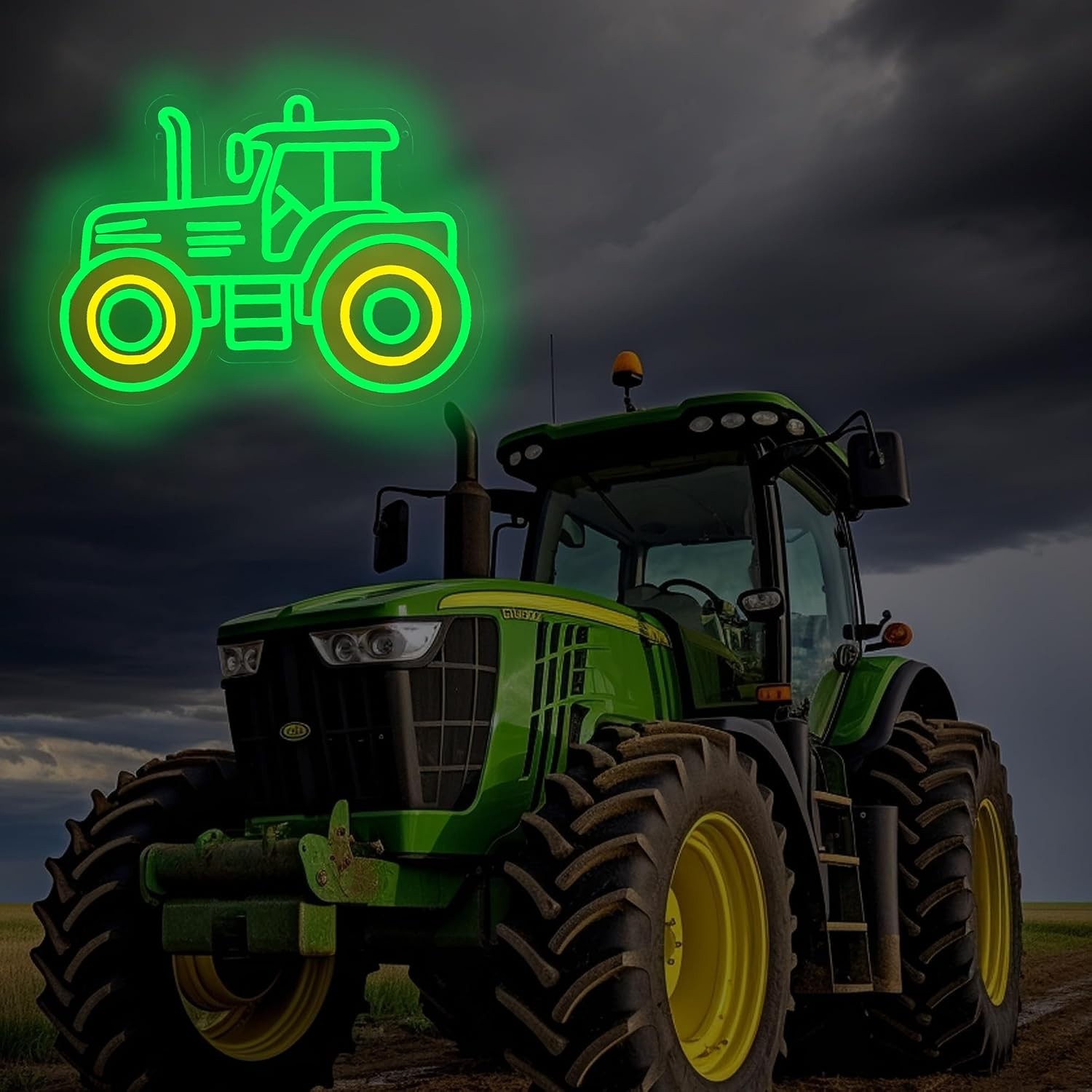 Tractor Green Neon Sign – Birthday Party Decoration