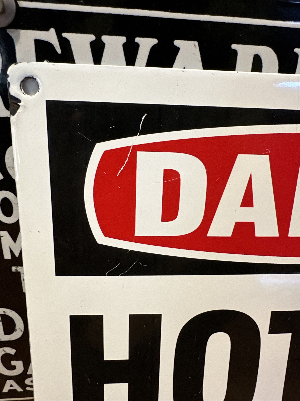 ORIGINAL & AUTHENIC “DANGER – HOT” 10X14 INCH PORCELAIN SIGN