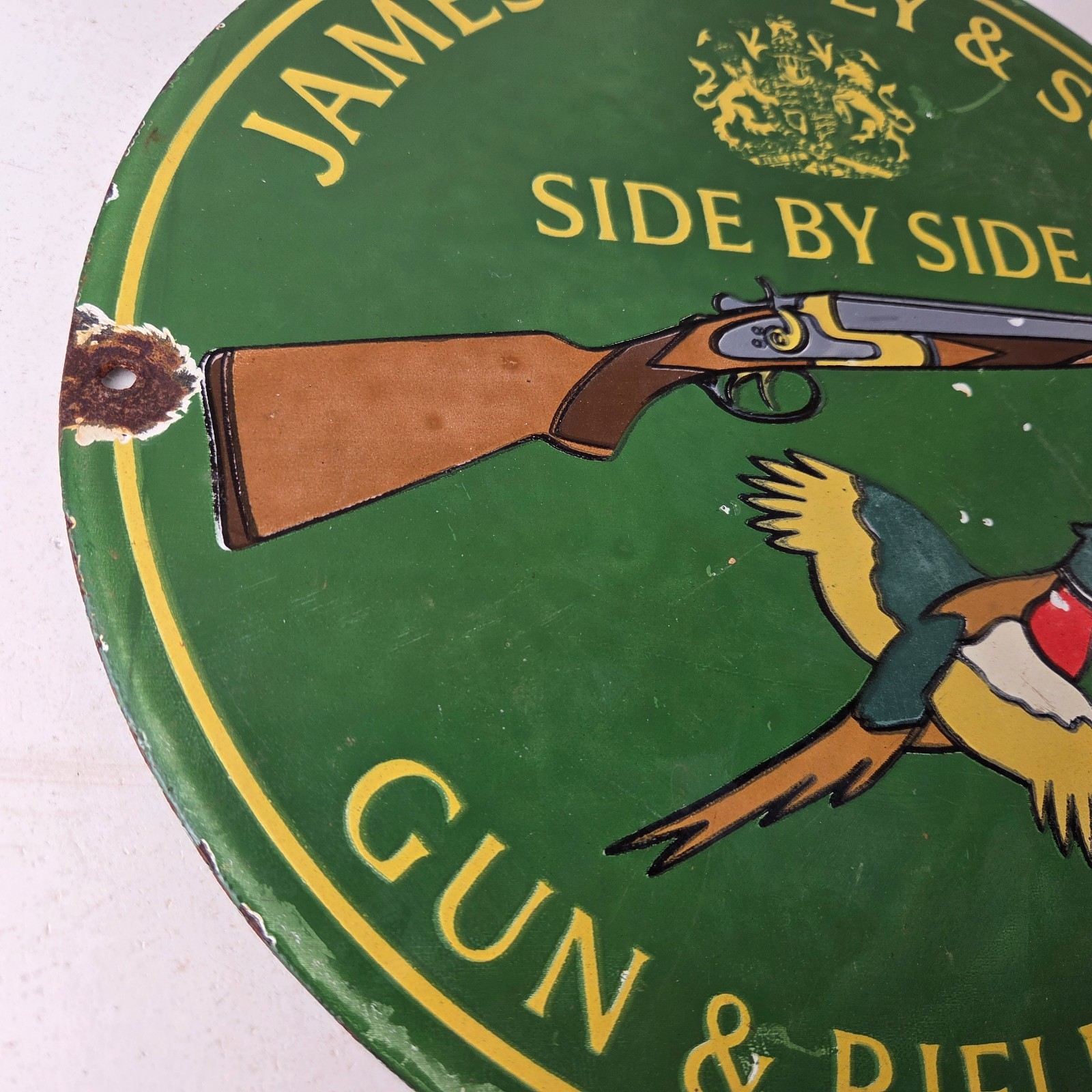 Vintage James Purdey Sign – Hunting Gun Firearm Makers Shot Gas Porcelain Sign