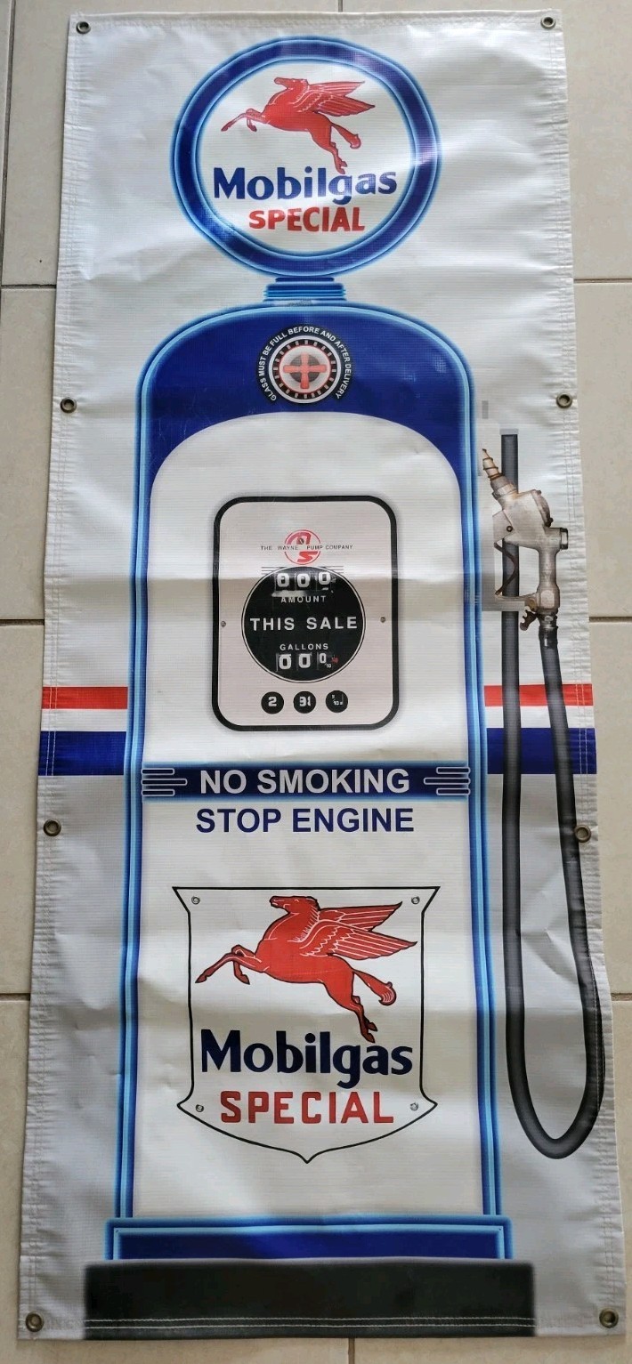 MOBIL GAS PUMP WAYNE 50s STYLE REGULAR PREMIUM 2 X 5 VINYL BANNER POSTER ART