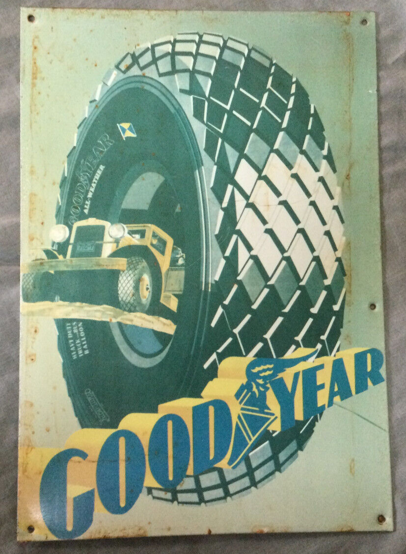 Vintage Metal Sign Lot AC Spark Plug 13.5 x 17.5 Goodyear Busted Knuckle Garage