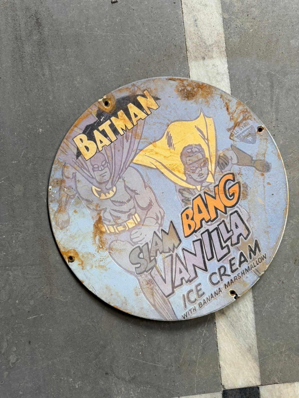 PORCELIAN BATMAN ENAMEL SIGN SIZE 12X12 INCHES