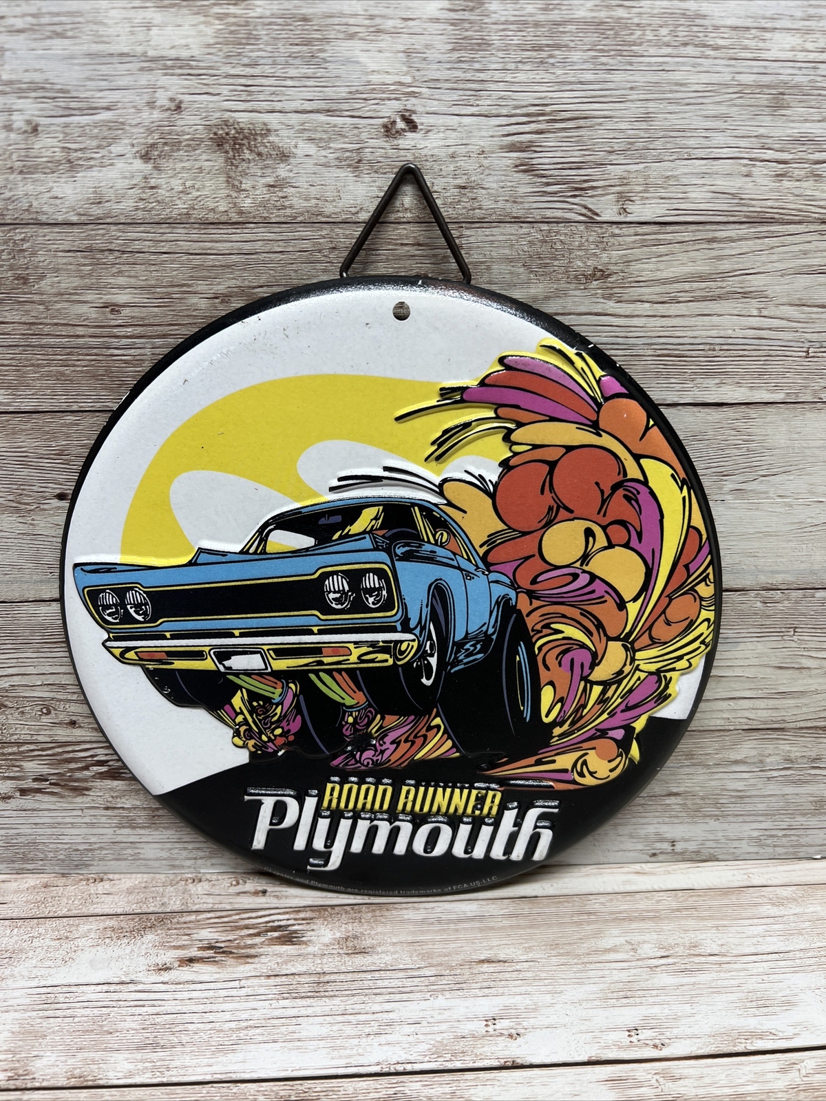 Plymouth Road Runner 7 Inch Round Metal Vintage Garage Sign Licensed