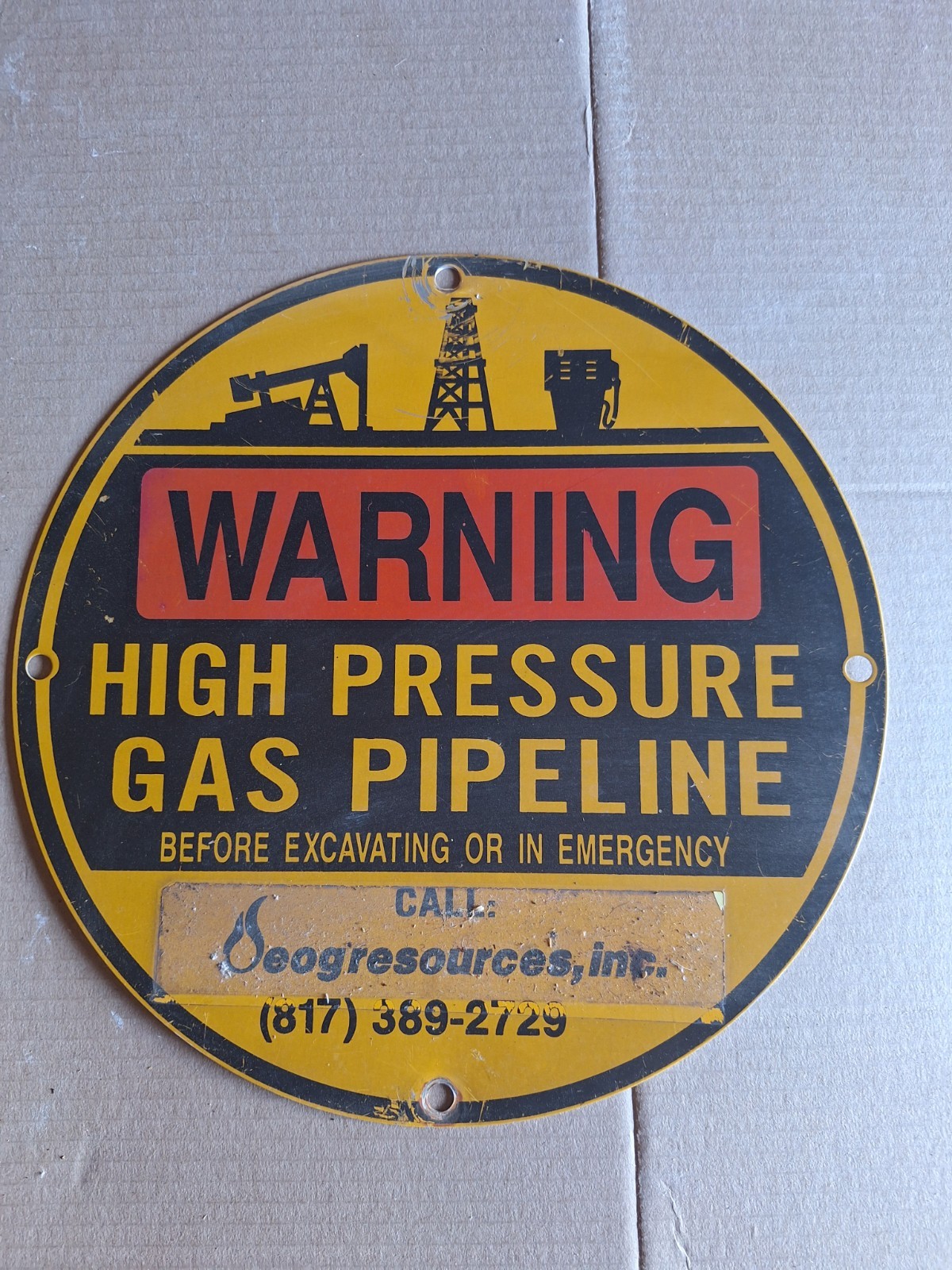 Old Vintage Antique Metal Texas Oil Field Sign Mancave