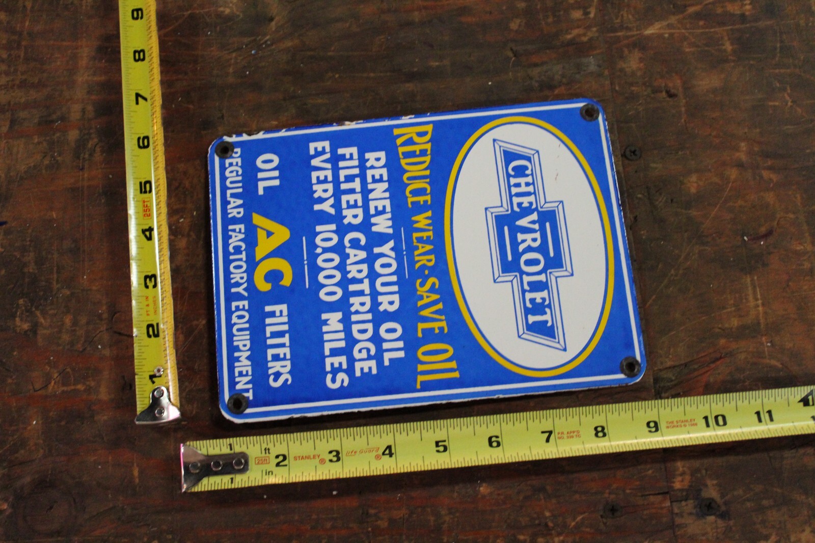CHEVROLET AC FILTERS DEALER PORCELAIN DEALER METAL SIGN GAS OIL CHEVY GARAGE 66