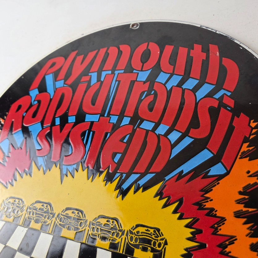 Vintage Plymouth Rapid Transit System Sign – Porcelain Auto Gas Pump Plate Sign
