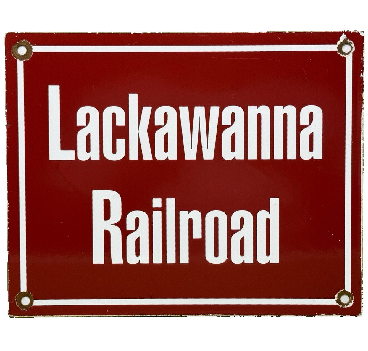 VINTAGE LACKAWANNA RAILROAD PORCELAIN SIGN TRAIN STATION MOTOR GAS OIL FREIGHT