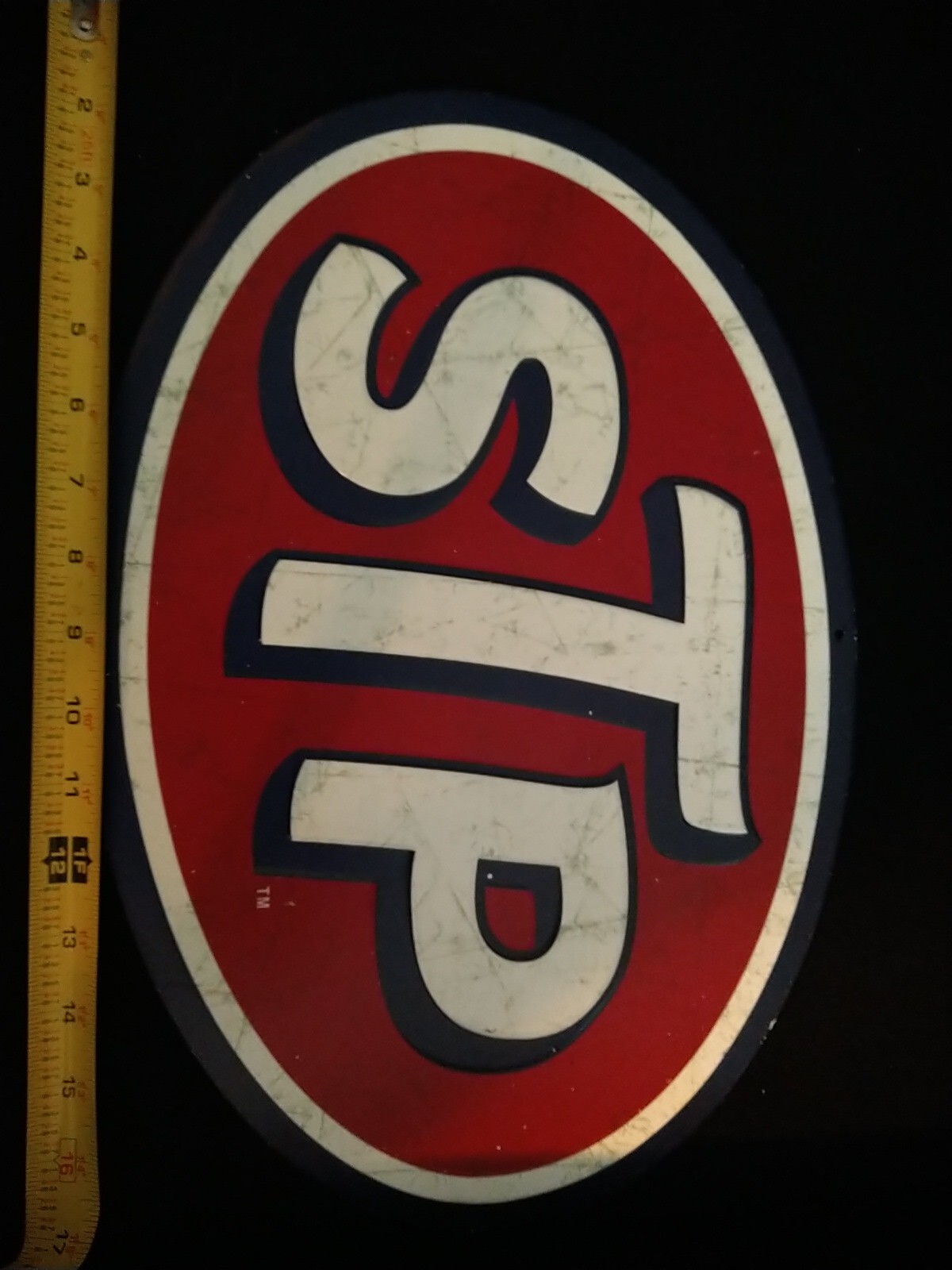 STP OIL Flange Sign Gas Station Hot Rod Drag Racing Modern Repro 16″X12″