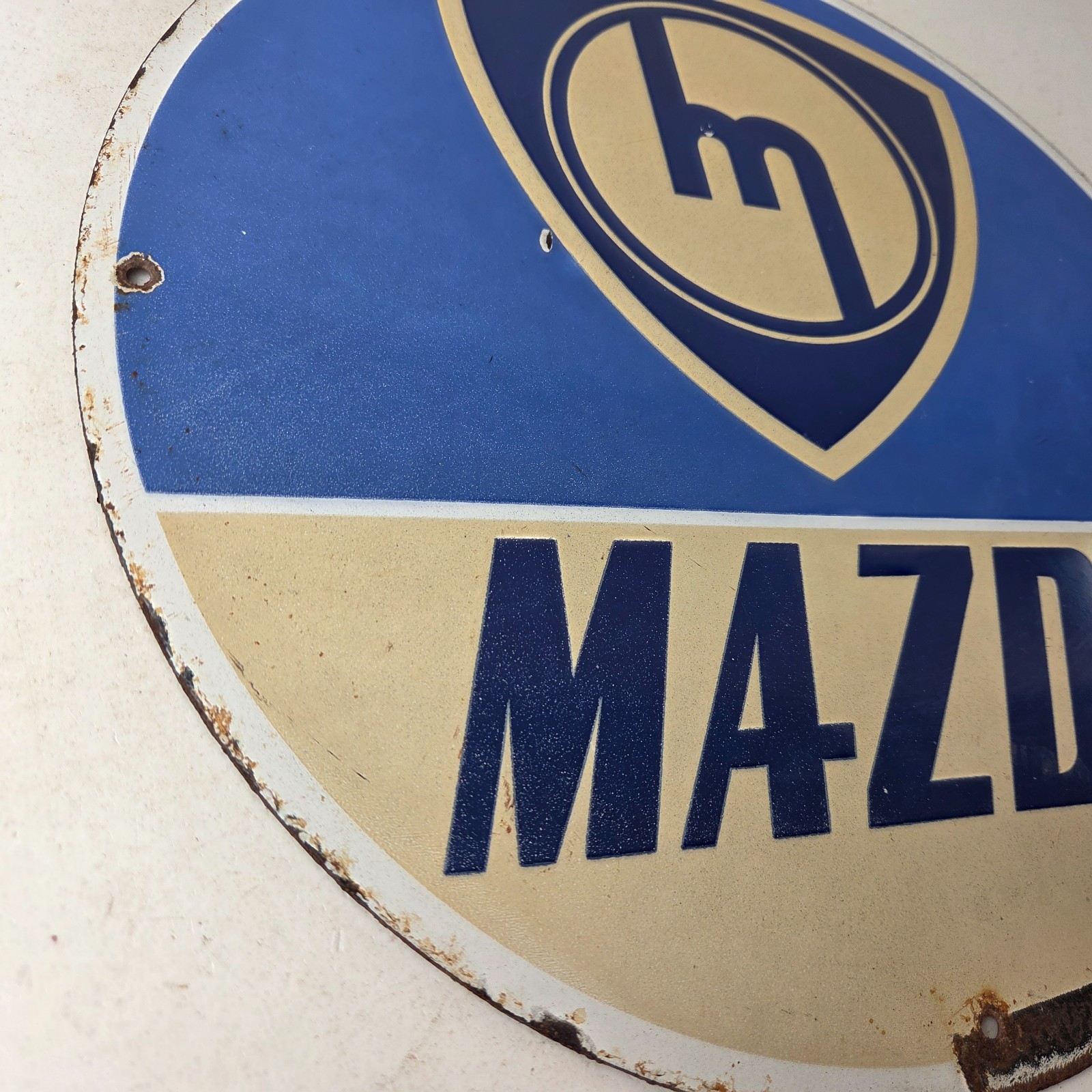 Vintage Mazda Porcelain Sign – Automobiles Mechanic Repair Shop Gas Pump Sign