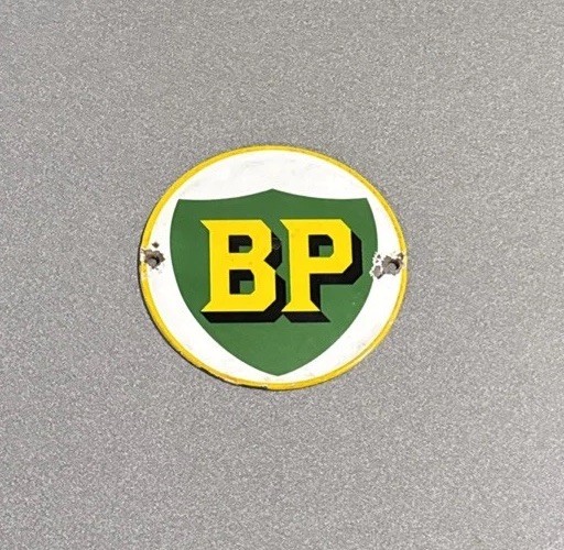 VINTAGE BP BRITISH PETROLEUM PORCELAIN SIGN CAR GAS TRUCK OIL MOTORCYCLE