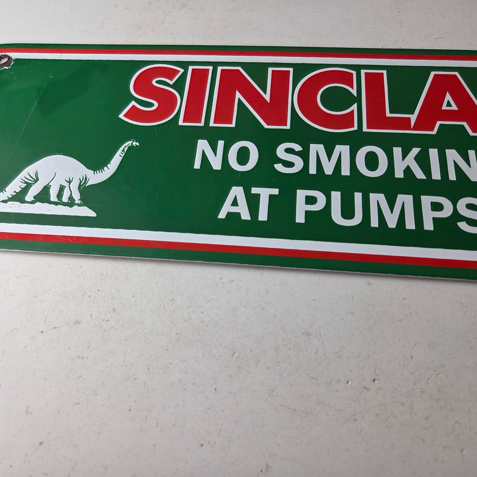 Vintage Sinclair Gasoline Sign – No Smoking Warning Gas Pump Porcelain Sign