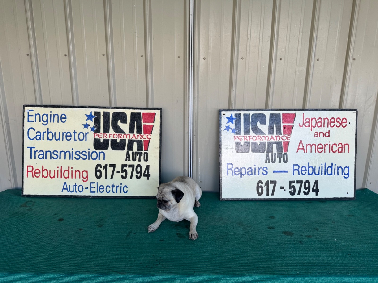 Vintage Auto Repair Garage Wooden Painted Signs Engine Carb Japanese American