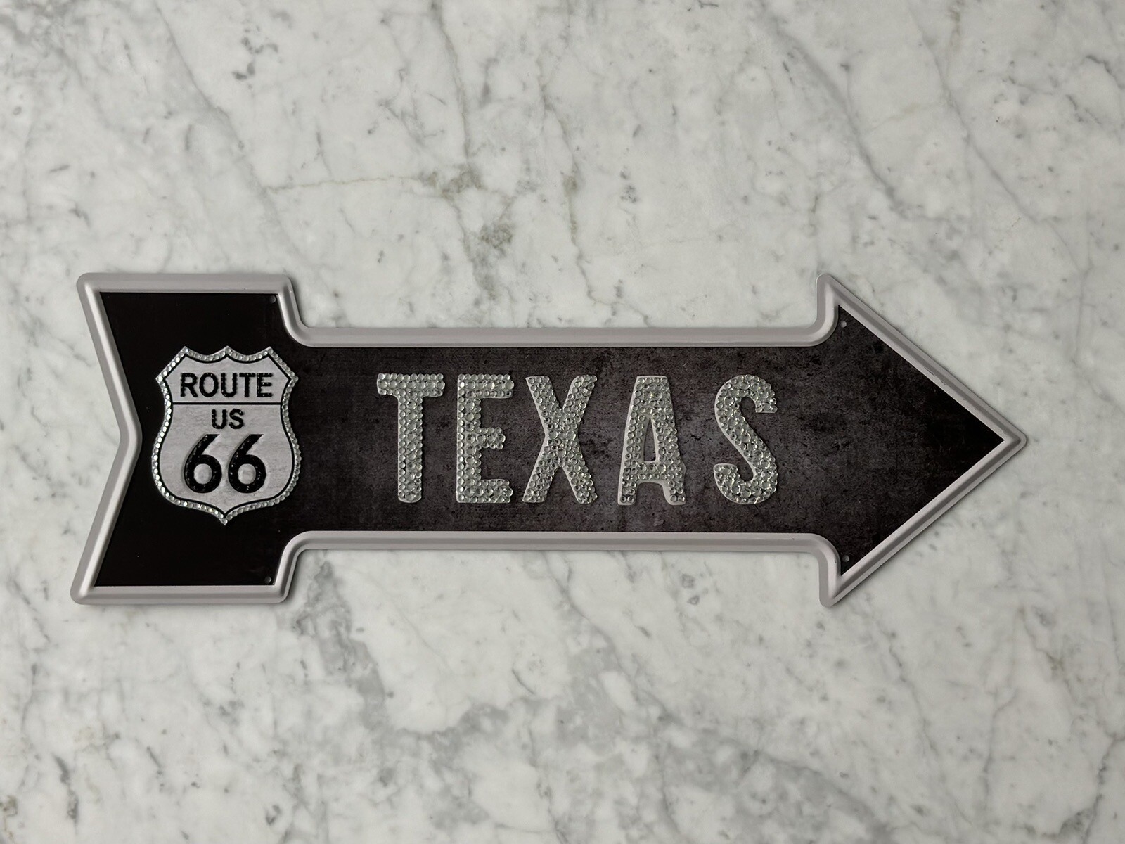 Bedazzled TEXAS Route 66 Vintage-Styled Metal Sign Bling Vintage Bigger In Texas